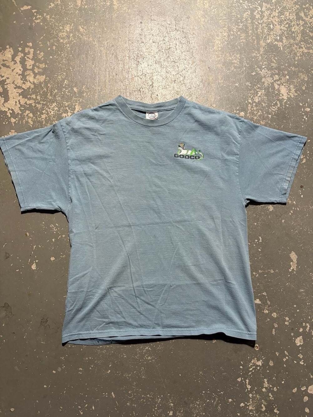 Godco Graphic T-Shirt Size L Blue Lizard Need Eternal Life Insurance